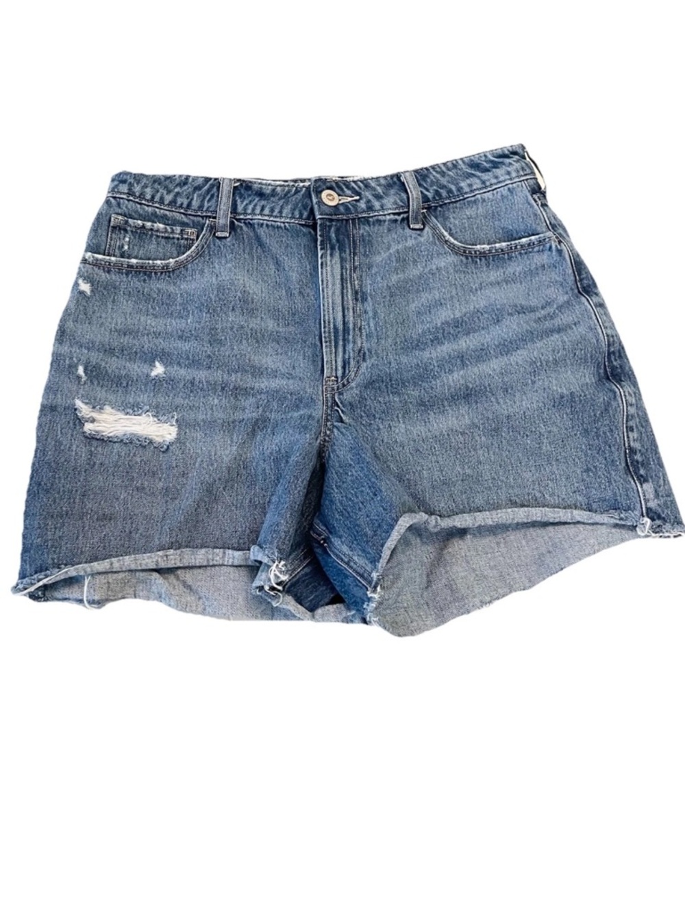 Hollister 90’s Denim Jean Short Ultra High Rise Mom 4.5” Inseam Raw Hem Size 12